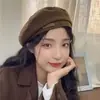 Sombrero de Pintor Versátil Estilo Coreano para Mujer, Boina Estilo Británico, Gorra con Pico de Pato Adelgazante, Sombrero Octogonal Sencillo con Botón, Moderno