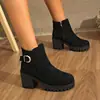 Botas Martin Nuevas de Gran Tamaño Otoño/Invierno 2026 para Comercio Transfronterizo, Suela Gruesa, Tacón Alto, Corte Bajo, Cremallera Lateral, Botas Versátiles al por Mayor