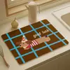 Alfombrilla de escritorio para cachorros con borde de color dopamina, alfombrilla impermeable de tierra de diatomeas de secado rápido, alfombrilla para escurrir platos en encimera de cocina
