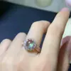 Anel de pedra de uva natural prata 925 seiko cravejado pedra principal 7*9mm pedra de uva natural suporte detecção atacado