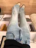 Calças Jeans Bootcut Claras Lavadas para Mulheres no Outono Novo Retro de Cintura Alta Slim Perna Larga Slim Reto Boca de Sino
