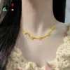 Princesa Fugitiva Colar Borboleta Vazada em Filigrana Feminino de Alto Padrão Cor Dourada Flor Borboleta Colar para Clavícula Colar