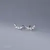 Pendientes de Plata S925 con Forma de Hoja y Diamantes para Mujer, Pendientes Sencillos de Hoja Nuevos, Joyería para Orejas de Nicho de Moda y Única