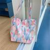 26101 Bolso de Lona Vintage de Verano Casual con Hombros Descubiertos Estampado Jardín de Monet para Estudiantes