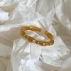 Anillo de Cuentas de Oliva Estilo Coreano Diseño Nicho de Lujo Ligero Personalidad Anillo Trenzado de Cuentas Redondas a Rayas Pulsera Elegante para Combinar con Todo