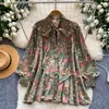 Camisa Estilo Dulce Francés con Estampado Floral para Mujer, Otoño 2026, Cárdigan Holgado Retro Maduro, Top para el Trabajo