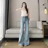 Jeans de Micro-campana Azules Claros con Pedrería Hot-fix Diseño Femenino 2026 Primavera Franceses Completamente con Pedrería Pantalones de Herradura para Commute Algodón Dropshipping