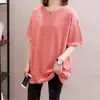 Camiseta de Manga Curta Estilo Novo para Mulheres de Meia-Idade e Idosas, Roupas Femininas Plus Size de Verão, Comprimento Médio, Caimento Solto, Top Emagrecedor e que Cobre a Barriga