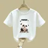 2236# Camiseta de Panda Manga Corta Niños y Niñas Moda de Verano Marca 2025 Nueva Camiseta de Algodón Holgada de Media Manga