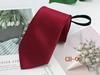Corbata Roja con Cremallera para Hombre Fácil de Tirar Gratis Novio Padrino Corbata Casual de Negocios Hilo Rayado Teñido 8cm