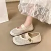 Sapatos Mary Jane Femininos Retrô Verão Malha Respirável Baixo Corte Sapatos de Uma Sola Podem Ser Pisados no Salto Sandálias de Bico Fechado Solado Macio Sandálias para Gravidez Chinelos