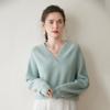 Outono e Inverno Novo Suéter de Caxemira Decote V Cruzado para Mulheres Cor Pura Solto Casual Roupa de Trabalho Suéter Tricotado Simples Espessado