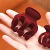 Grampo de Cabelo Vermelho com Flocagem Estilo Celebridade da Internet para Nuca de Mulher, Prendedor Pequeno para Rabo de Cavalo Alto, Pinça de Tubarão