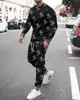 Conjunto deportivo casual de dos piezas para hombre, europeo y americano, para otoño e invierno, con cárdigan con capucha y estampado degradado 3D