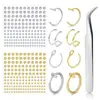 Transfronterizo 180 3 piezas 4/chapado en plata/chapado en oro calcomanías joyería falsa de perforación Amazon temu venta caliente