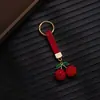 Chaveiro de Cereja Vermelha Mais Vendido Transfronteiriço com Strass Super Brilhantes, Chaveiro de Carro Fofo, Pingente de Bolsa de Frutas Personalizado