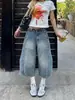 Shorts Vaqueros Scimitar con Estilo High Street Americano para Mujer, Versátiles de Verano Casual de Cintura Alta Holgados Adelgazantes Pantalones Acampanados Cortos