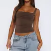Ac062 Moda Verão 2024 Estilo Europeu e Americano Street Trendy Regata Feminina Slim Fit com Alça