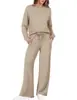 2026 Comércio Exterior Transfronteiriço Europeu e Americano Outono/Inverno Novo Cor Sólida Gola Redonda Moda Moletom Casual Conjunto de Duas Peças Manga Longa Roupa Feminina
