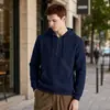 Sudadera con capucha texturizada holgada para hombre de otoño e invierno de Amazon, camiseta retro Henry de media cremallera