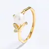 Anel de Zircônia Bambu Prata 925 Anel Aberto com Pérola de Água Doce Feminino Presente de Dia dos Namorados Chinês de Nicho de Alto Padrão Joia de Mão