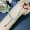 A Cor do Colar de Safira Natural é Boa e as Contas São Todas Finas. Prata S925 é Finamente Incrustada com a Pedra Principal Tamanho 5*6mm