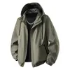 Jaqueta masculina com capuz, à prova de vento e impermeável, jaqueta soft shell de camada única, nova jaqueta casual de outono para atividades ao ar livre, caminhada e montanhismo