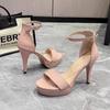 Exportación Transfronteriza Zapatos de Mujer de Talla Grande 2025 Nueva Moda Casual de Una Línea Profesional Madura Elegante Sandalias de Tacón Alto de Aguja