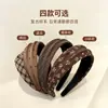 Diadema Ancha Cruzada Estilo Coreano Retro para Mujer, Diadema de Cuadros Lunares Florales, Accesorio para el Cabello Adelgazante para Otoño/Invierno