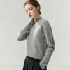 Suéter de Cashmere Feminino Baicaierong Outono/Inverno 2026 com Barra Rebatida e Gola Semi-Alta, Tricô de Lã com Design Versátil