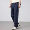 Pantalones Casuales Rectos Delgados de Verano para Hombre para Viaje de Negocios Sueltos Transpirables Resistentes a las Arrugas Pantalones Largos de Moda