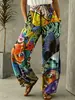 2026 Pantalones Deportivos Casuales Transfronterizos de Amazon Estampado de Plantas Europeo y Americano Cintura Ajustable Holgada Pantalones Largos de Pierna Ancha