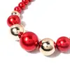 Moda Europea y Americana Tendencia Simple Elegante Collar de Perlas de Imitación Cadena Corta Elegante para Clavícula Joyería al por Mayor 6380 Rojo