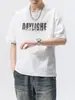 Camiseta de Verano de Manga Corta Transfronteriza para Hombre, Ins Tendencia Estampado de Letras Cuello Redondo Deportiva Casual Holgada de Media Manga para Hombre
