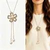 Cadena para Suéter de Collar Largo Geométrico, Accesorio de Lujo de Alta Gama, Versátil y de Moda, Colgante de Perla para Otoño e Invierno