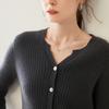 Novedad de Primavera Suéter de Cachemira de Montaña para Mujer Suéter de Punto Vertical con Cuello en V Suéter de Punto Chaqueta Base de Lana Ajustada de Color Sólido para Mujer