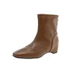 Botas de tornozelo femininas que aumentam a altura, nova coleção outono/inverno 2026, estilo coreano, design simples, cano curto, zíper traseiro, bico quadrado, elástico, botas da moda