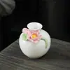 Jarrón Pequeño de Cerámica Hecho a Mano, Exquisito y Sencillo Jarrón de Cerámica Amasado a Mano Estilo Chino Nuevo, Adornos de Decoración para Escritorio del Hogar