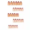 30 Piezas de Uñas Postizas con Forma de Almendra Transfronterizas en Marrón Cálido para Otoño e Invierno, con Pedrería Hecha a Mano 3D, Estilo Manicura Francesa de Alta Gama