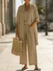 2026 Europeo y Americano Transfronterizo Verano Nuevo Estilo Pierna Recta Color Sólido Viaje y Vacaciones Cómodo Casual Elegante Conjunto de Tres Piezas