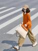¡Súper blanco! Cárdigan de Punto Casual Holgado Naranja Calabaza para Mujer, Suave, Color Sólido, Pequeño, para Viajeras