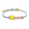 Jiu Feng Xiang Ouro 999 Bolsa Gato da Sorte Prateado Flor de Pessegueiro Pulseira Moda Contas de Transferência Corda de Mão Trançada Presente para Namorada