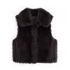 Comercio Exterior Transfronterizo Spot Estilo Europeo y Americano Otoño e Invierno 2025 Nuevo Chaleco sin Mangas de Piel con Solapas para Mujer