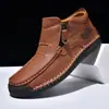 Zapatos de Hombre de Talla Grande Transfronterizos, Botas Martin para Exteriores, Zapatos Casuales, Zapatos de Cuero Hechos a Mano Planos sin Cordones, Zapatos de Primavera de Caña Alta Talla Grande