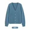 90% lana, nueva colección otoño/invierno, cárdigan de punto cepillado con cuello en V para mujer, con botones de perla, prenda exterior de punto suave y cómoda, suministrado directamente desde una fábrica transfronteriza