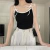 Chaleco con tirantes interiores en la espalda y almohadilla para el pecho, estilo chica sexy de verano, con cordones y parte exterior envolvente, para mujer