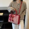 Bolso de Boda Elegante de Moda de Gran Capacidad para Mujer 2025 Nuevo Lona Tendencia Bolso de Mano Rojo Bolso Tote de Hombro