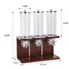 Dispensador Creativo de Avena de Doble Cabezal Tanque de Almacenamiento de Granos de Cereal para Avena Asiento de Madera para Buffet Trituradora de Trigo Comercial