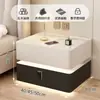 Mesa de cabeceira inteligente, moderna e simples, feita de madeira maciça com luzes, armário de cama inteligente Bluetooth de carregamento sem fio multifuncional de luxo