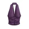 Venta al por mayor de ropa para mujer transfronteriza: camisola de malla con cuello halter para mujer, prenda exterior de verano, diseño moderno, top sin mangas de nicho
